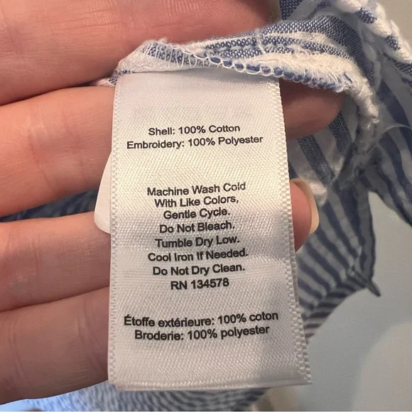 Vineyard Vines Embroidered Seersucker Striped Tunic Women’s Size XS - Picture 8 of 10